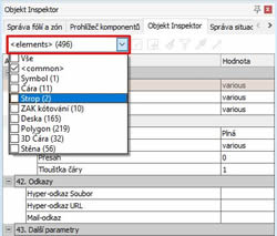 Počet elemetů v Objekt inspektoru